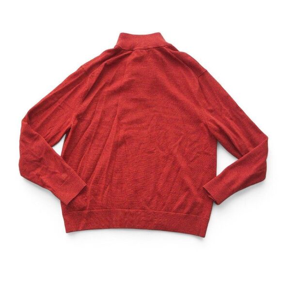Banana Republic Franco Merino 1/4-Zip Pullover Sweater Tandoori Red Men's XL - Picture 2 of 6